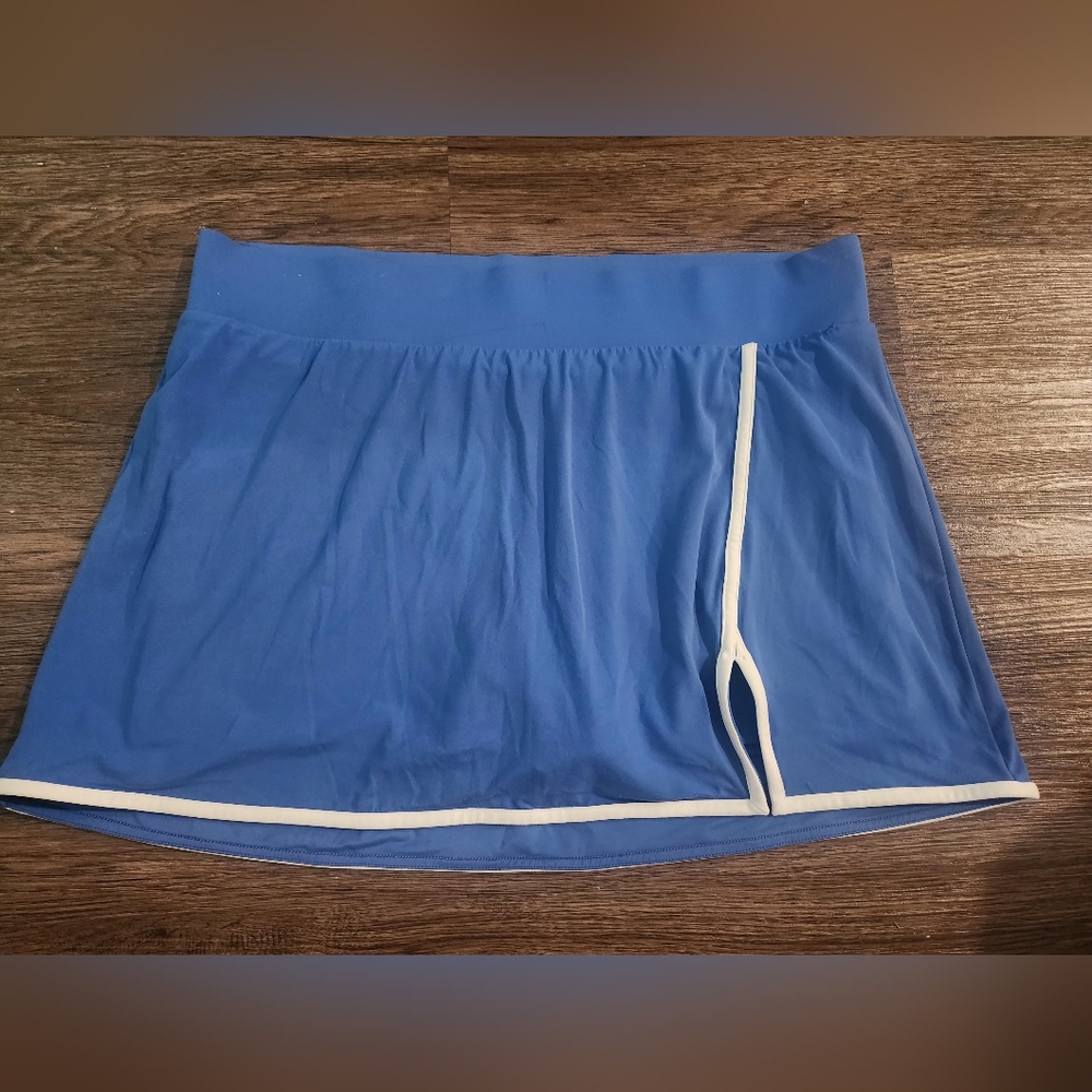 Blue Athletic Skirt with White Trim